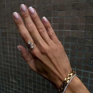 Gold ring with diamonds.